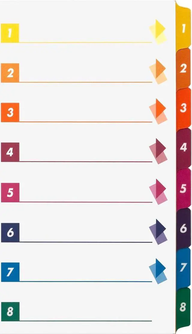 Main image of Business Source Index Dividers w/TOC 1-8 8 Tab 24ST/BX Multi 21909