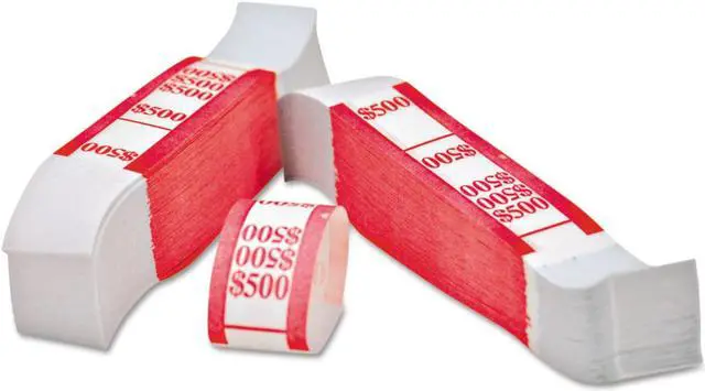 Main image of Iconex Color-Coded Kraft Currency Straps $5 Bill $500 Self-Adhesive 1000/Pack 94190063