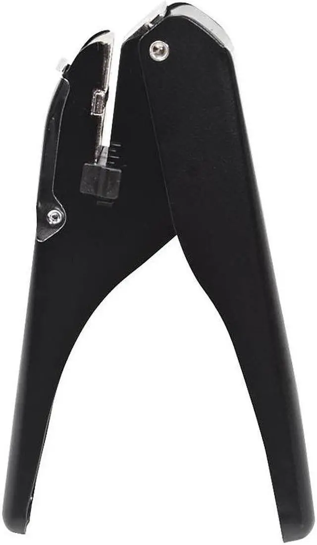 Alt view image 2 of 4 - McGill Handheld Badge Punch 9/16 x 1/8 Horizontal Slot 1/8"-5/8" Reach Black/Chrome MCG16500