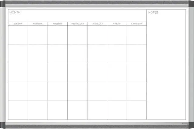 Main image of U Brands PINIT Magnetic Dry-Erase Calendar Whiteboard Aluminum Frame 2' x 3' (2901U00-01) 2901U0001