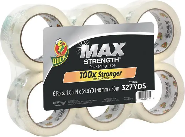 Main image of Duck MAX Packaging Tape 1.88" x 54.6 yds 3" Core Crystal Clear 6/Pack 241513