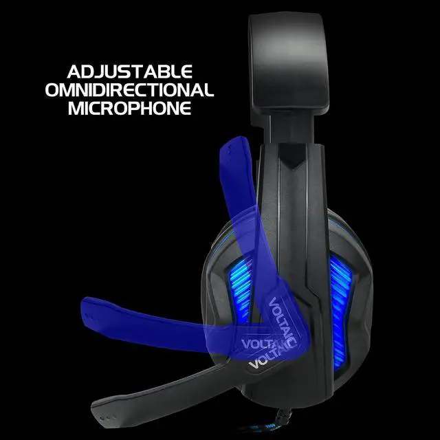 Alt view image 5 of 14 - ENHANCE Voltaic ENVOH7L100BLEW Pro 7.1 Surround Gaming Headphones USB Powered Blue 4994635