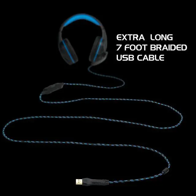 Alt view image 7 of 14 - ENHANCE Voltaic ENVOH7L100BLEW Pro 7.1 Surround Gaming Headphones USB Powered Blue 4994635