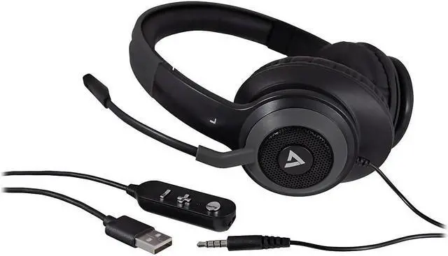 Alt view image 3 of 7 - V7 Noise Canceling Stereo Headset Over-the-Head Black/Gray (HC701)