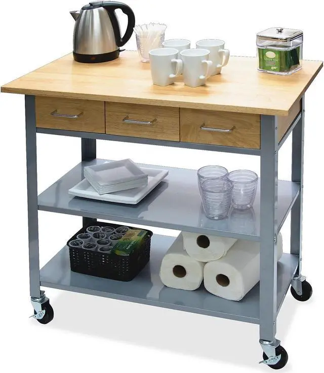 Main image of Vertiflex Countertop Serving Cart 35 1/2" x 19 3/4" x 34 1/4" Silver/Brown VF53039