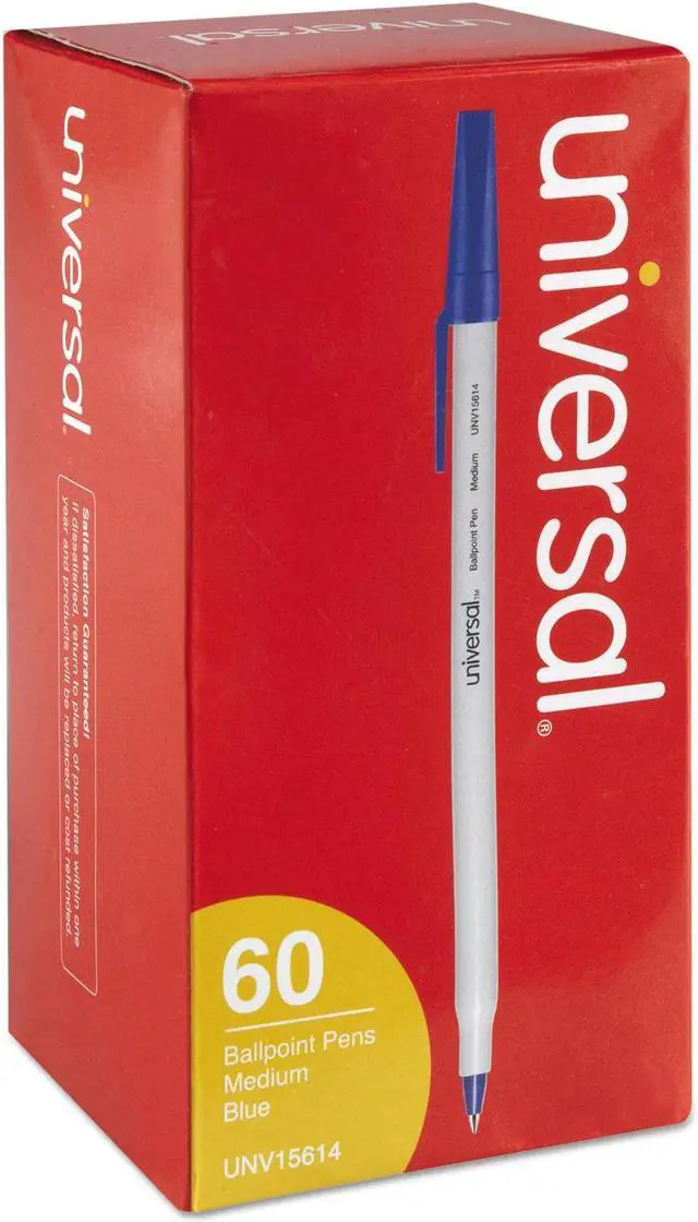 Alt view image 2 of 8 - UNIVERSAL Economy Ballpoint Stick Oil-Based Pen Blue Ink Medium 60/Pack 15614