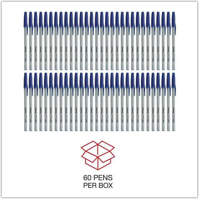 Alt view image 5 of 8 - UNIVERSAL Economy Ballpoint Stick Oil-Based Pen Blue Ink Medium 60/Pack 15614