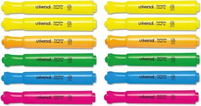 Main image of Universal UNV08867 Desk Highlighters, Chisel Tip, Assorted Colors, Dozen