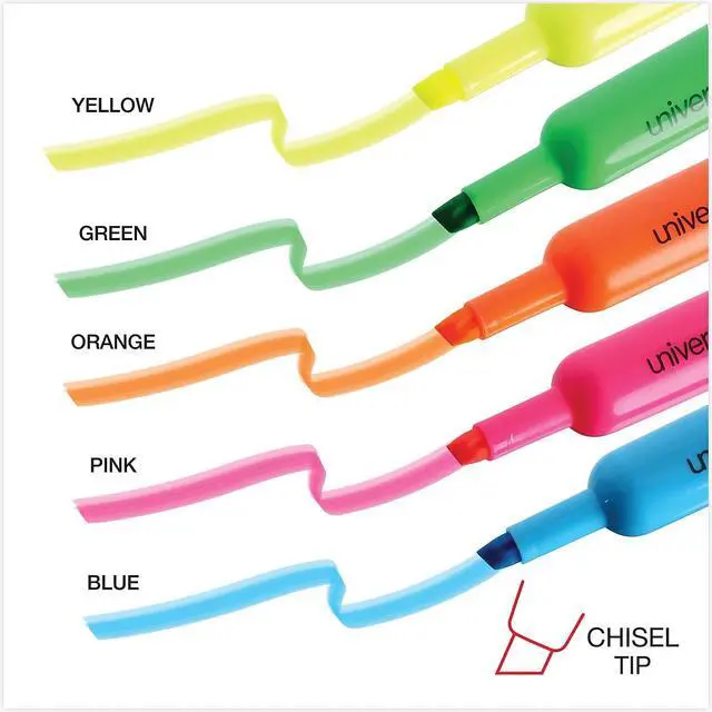Alt view image 5 of 7 - Universal UNV08867 Desk Highlighters, Chisel Tip, Assorted Colors, Dozen
