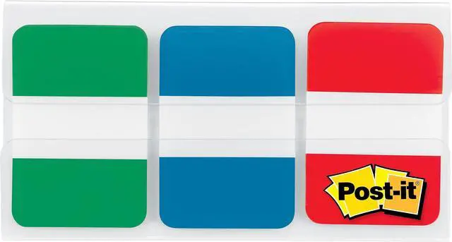 Alt view image 2 of 2 - Post-it File Tabs 1 x 1 1/2 Blue/Green/Red 66/Pack 686GBR