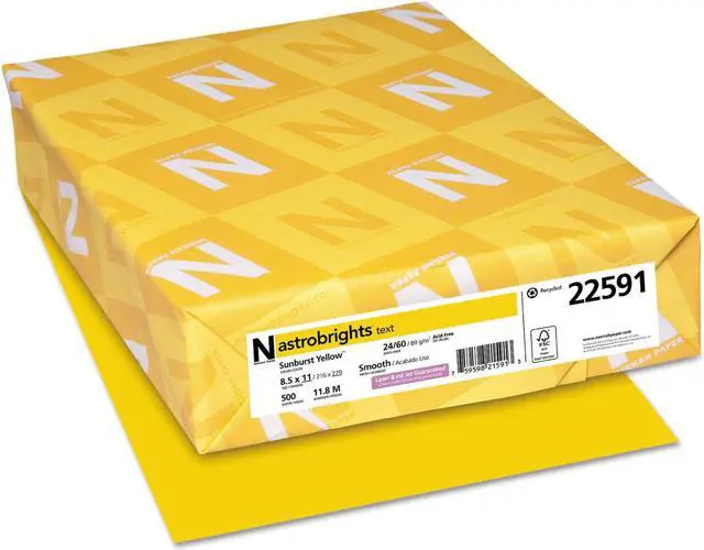 Main image of NEENAH PAPER Color Paper 24lb 8 1/2 x 11 Sunburst Yellow 500 Sheets 22591