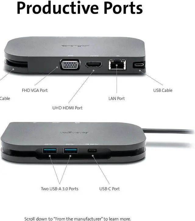 Alt view image 4 of 7 - Kensington Mini Mobile Universal Docking Station for Microsoft Surface Devices (K38365WW)