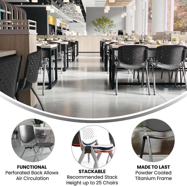 Alt view image 8 of 19 - HERCULES Series 880 lb. Capacity Gray Plastic Stack Chair with Titanium Gray Powder Coated Frame