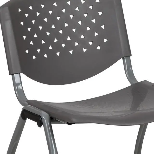 Alt view image 12 of 19 - HERCULES Series 880 lb. Capacity Gray Plastic Stack Chair with Titanium Gray Powder Coated Frame