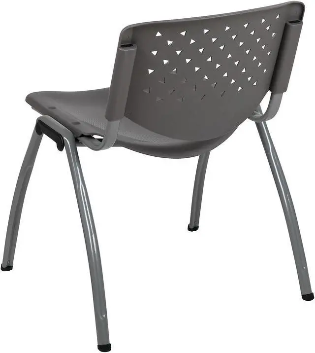 Alt view image 11 of 19 - HERCULES Series 880 lb. Capacity Gray Plastic Stack Chair with Titanium Gray Powder Coated Frame