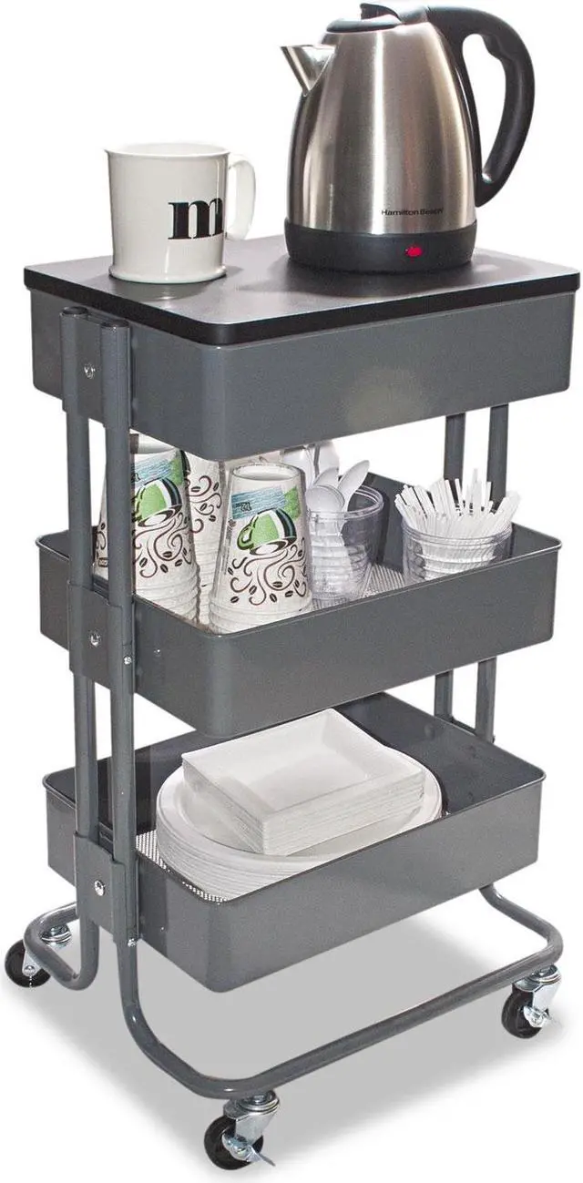 Alt view image 2 of 6 - Vertiflex Multi-Use Storage Cart/Stand-Up Workstation 17w x 14 3/8d x 18 1/2 - 39d Gray VF51025