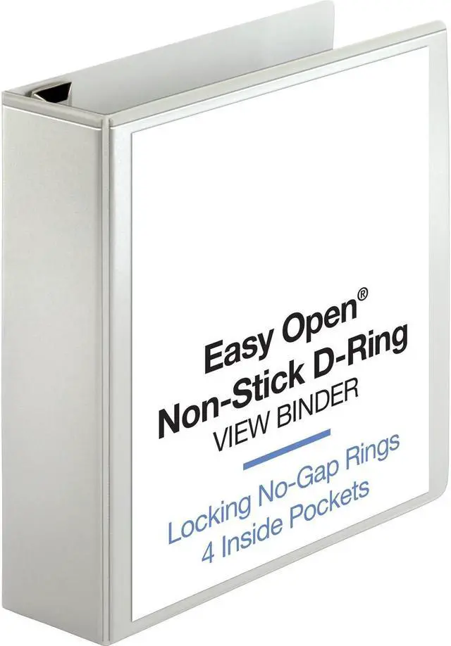 Main image of Business Source View Binder Locking D-Ring 3" Capacity Letter White 26961