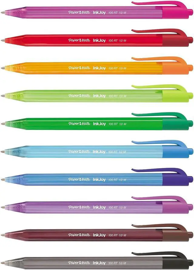Alt view image 3 of 6 - Paper Mate InkJoy 100 RT Retractable Ballpoint Pens Medium Point Assorted Ink 180160