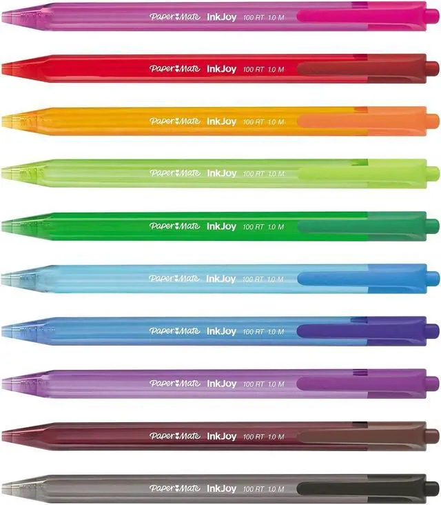 Alt view image 4 of 6 - Paper Mate InkJoy 100 RT Retractable Ballpoint Pens Medium Point Assorted Ink 180160