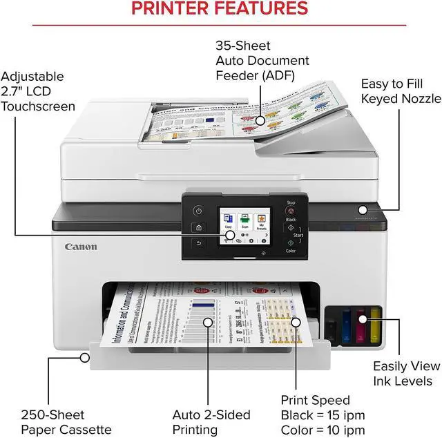 Alt view image 2 of 20 - Canon MAXIFY GX2020 Inkjet Printer Print Scan Copy Fax (6171C002)