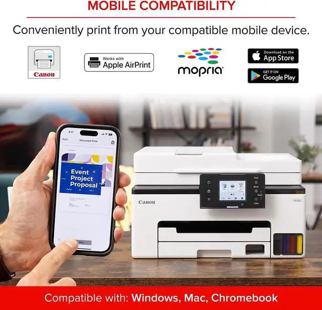 Alt view image 7 of 20 - Canon MAXIFY GX2020 Inkjet Printer Print Scan Copy Fax (6171C002)