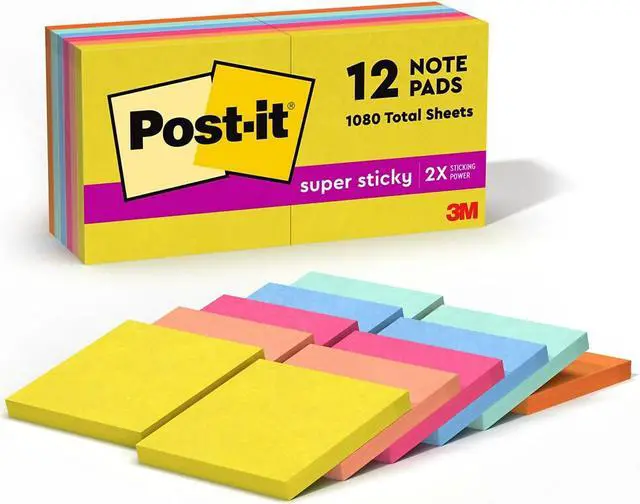 Alt view image 2 of 8 - Post-it Super Sticky Notes 3" x 3" Summer Joy Collection 90 Sheet/Pad 12 Pads/Pack (654-12SSJOY)