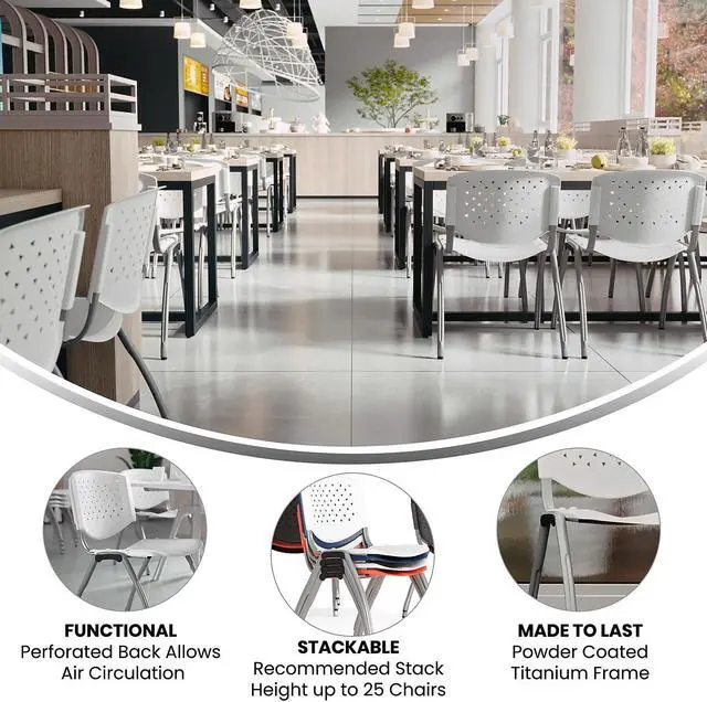 Alt view image 3 of 14 - Flash Furniture HERCULES Series Plastic Stack Chair White 5 Pack (5RUTF01AWH)