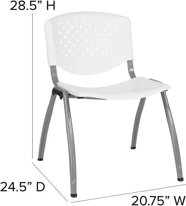 Alt view image 5 of 14 - Flash Furniture HERCULES Series Plastic Stack Chair White 5 Pack (5RUTF01AWH)