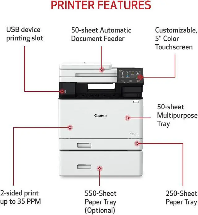 Alt view image 20 of 20 - Canon imageCLASS MF751Cdw Wireless Multifunction Laser Printer 5455C015