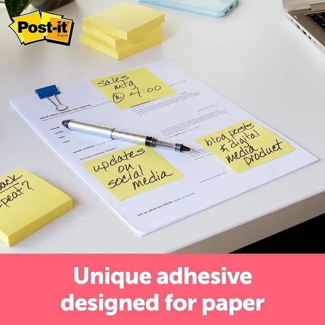 Alt view image 14 of 17 - 3M Company MMM65424VAD Post-It Notes Value Pack 3 X 3 Canary Yellow 24 Pads