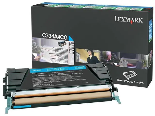 Alt view image 11 of 11 - Lexmark C734A4CG Return Program Toner Cartridge - Cyan