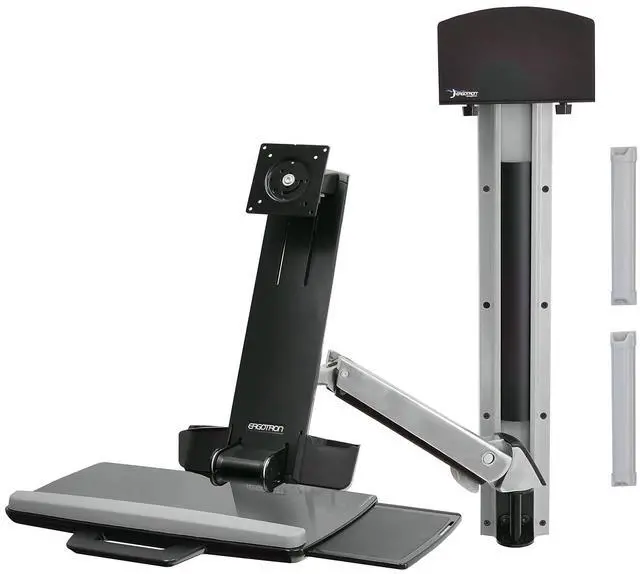 Alt view image 8 of 9 - ERGOTRON 45-273-026 StyleView Sit-Stand Combo System with Small CPU Holder (Polished Aluminum)
