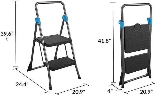 Alt view image 5 of 7 - Cosco Commercial 2-Step Folding Stool 300 lb Capacity Gray (CSC11829GGB)