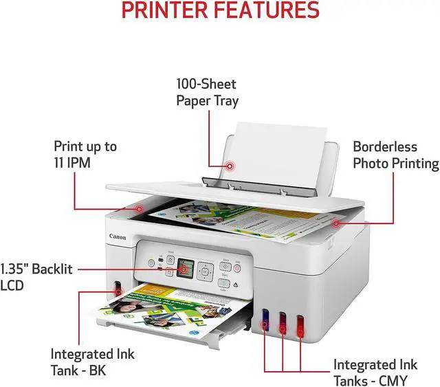 Alt view image 20 of 20 - Canon PIXMA G3270 MegaTank All-in-One Wireless Inkjet Color Printer (White)