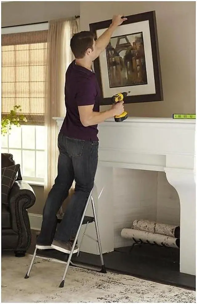 Alt view image 8 of 11 - Cosco 2-Step Big Step Folding Stool 200lb 22" Spread Black/Gray 11308PBL1E