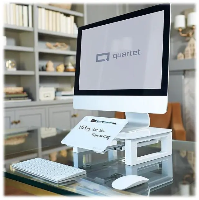 Alt view image 9 of 16 - quartet desktop glass monitor riser for computer with dry-erase board, adjustable height (q090gmrw01)