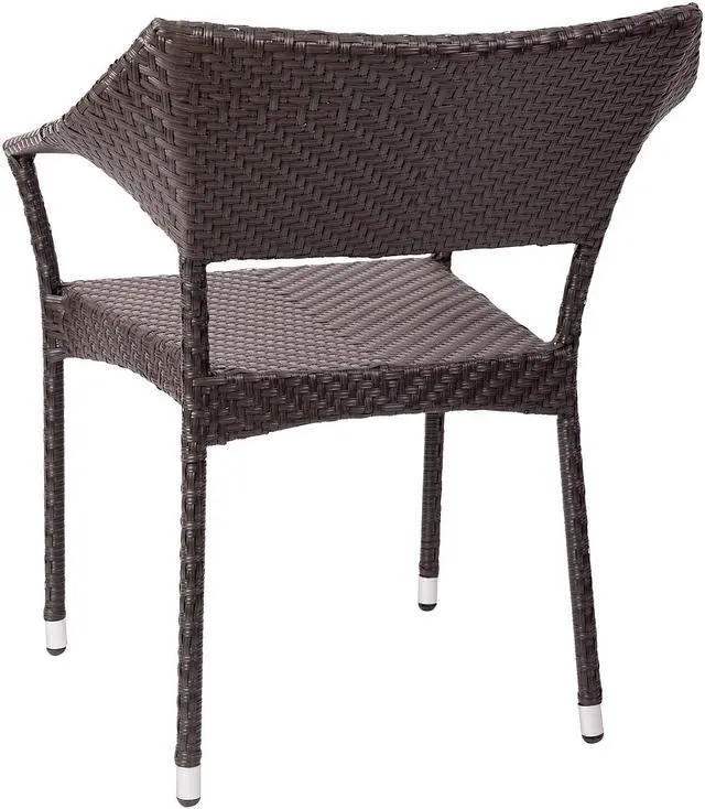 Alt view image 5 of 14 - Flash Furniture Jace 34"H Espresso PE Rattan Wicker Commercial Grade Stacking Patio Chair (TTTT002ESP)