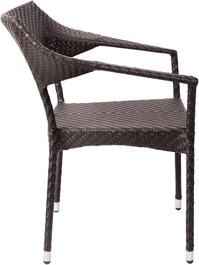 Alt view image 7 of 14 - Flash Furniture Jace 34"H Espresso PE Rattan Wicker Commercial Grade Stacking Patio Chair (TTTT002ESP)