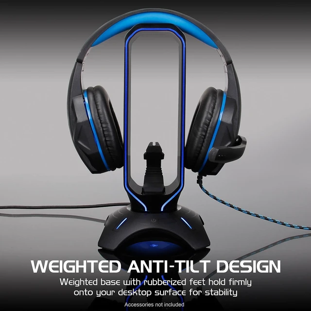 Alt view image 3 of 7 - ENHANCE ENPCGXH100BKWS 3-in-1 Headset Stand with RGB Colors USB Powered Black 5871344