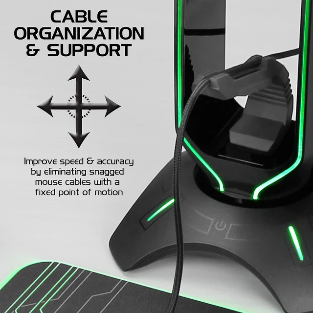 Alt view image 5 of 7 - ENHANCE ENPCGXH100BKWS 3-in-1 Headset Stand with RGB Colors USB Powered Black 5871344