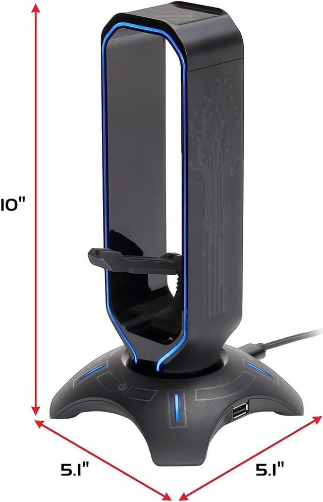 Alt view image 2 of 7 - ENHANCE ENPCGXH100BKWS 3-in-1 Headset Stand with RGB Colors USB Powered Black 5871344