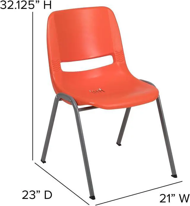 Alt view image 5 of 14 - FLASH FURNITURE 5-RUT-EO1-OR-GG Orange Shell Stack Chair, PK5