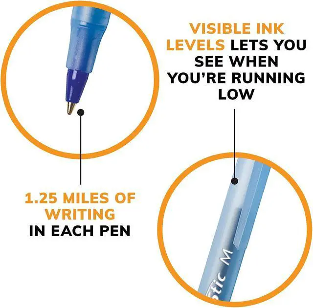Alt view image 7 of 7 - BIC Round Stic Xtra Life Ballpoint Pen Medium Point Blue Ink 144/Pack (GSM144AZ-BLU)