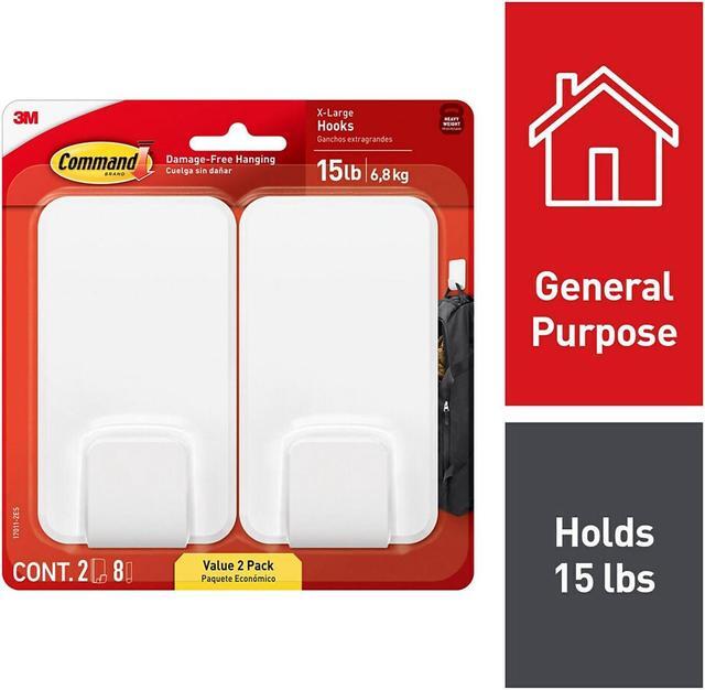 Alt view image 4 of 14 - Command X-Large Utility Hooks White 2/Pack (17011-2ES)
