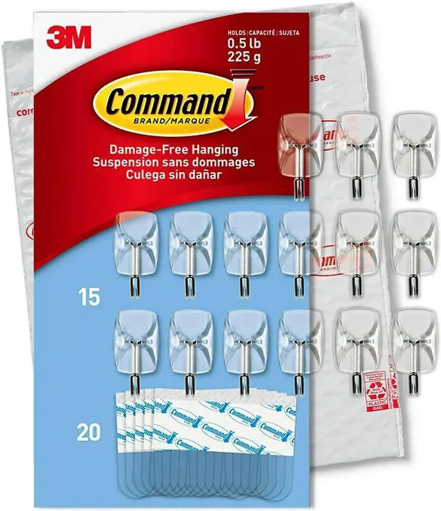 Main image of Command Small Wire Hooks Clear 15 Hooks/Pack (17067CLR-15NA)