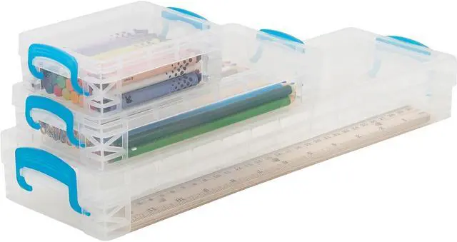 Alt view image 2 of 3 - Super Stacker School Kit Plastic Boxes Clear/Blue 3 Boxes (38714)