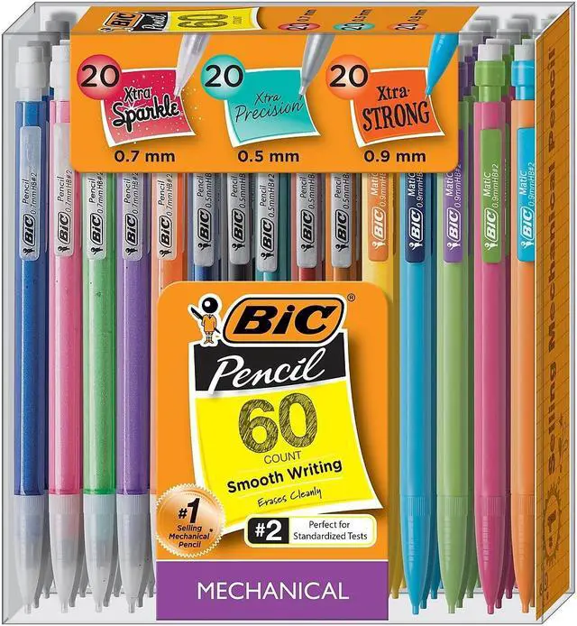 Main image of BIC Mechanical Pencils Assorted Sizes #2 Lead 60/Pack (WX7TG026-BLK)