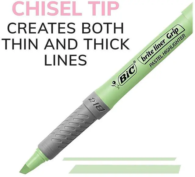 Alt view image 10 of 19 - Bic Brite Liner Grip Highlighter, Assorted Pastel, 12/DZ (BICGBLD11AST)