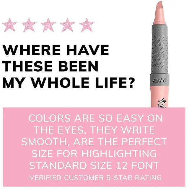 Alt view image 12 of 19 - Bic Brite Liner Grip Highlighter, Assorted Pastel, 12/DZ (BICGBLD11AST)