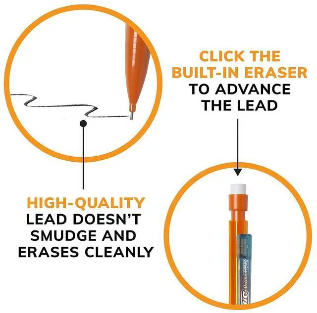 Alt view image 4 of 7 - BIC Xtra-Smooth Bright Edition Mechanical Pencils 0.7mm #2 Medium Lead 24 Pencils/Blister 6 Blisters/Pack (MPCE144E-BLK)
